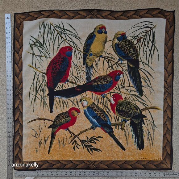 NWT Vintage Wool Parrot Rosella Scarf Perry Ellis Bird - Picture 1 of 10